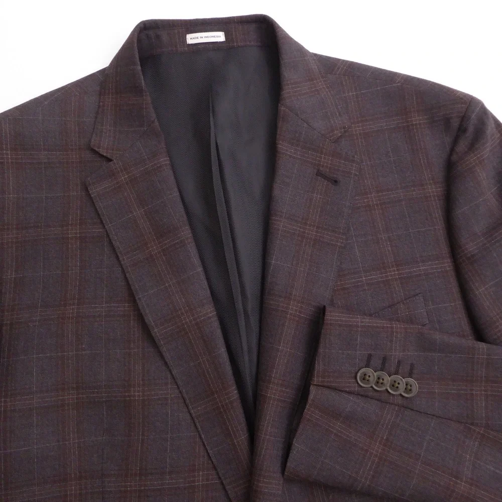 Joseph Abboud Mens Blazer Jacket Brown Plaid 100% Wool 42 Regular